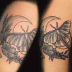 butterfly flower moon tattoo by brynn johnson