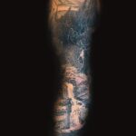 realism forest landscape tattoo by donavan moore