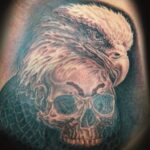 realism bald eagle and skull tattoo by donavan moore