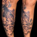 owl and flowers realism tattoo by vaeda russett