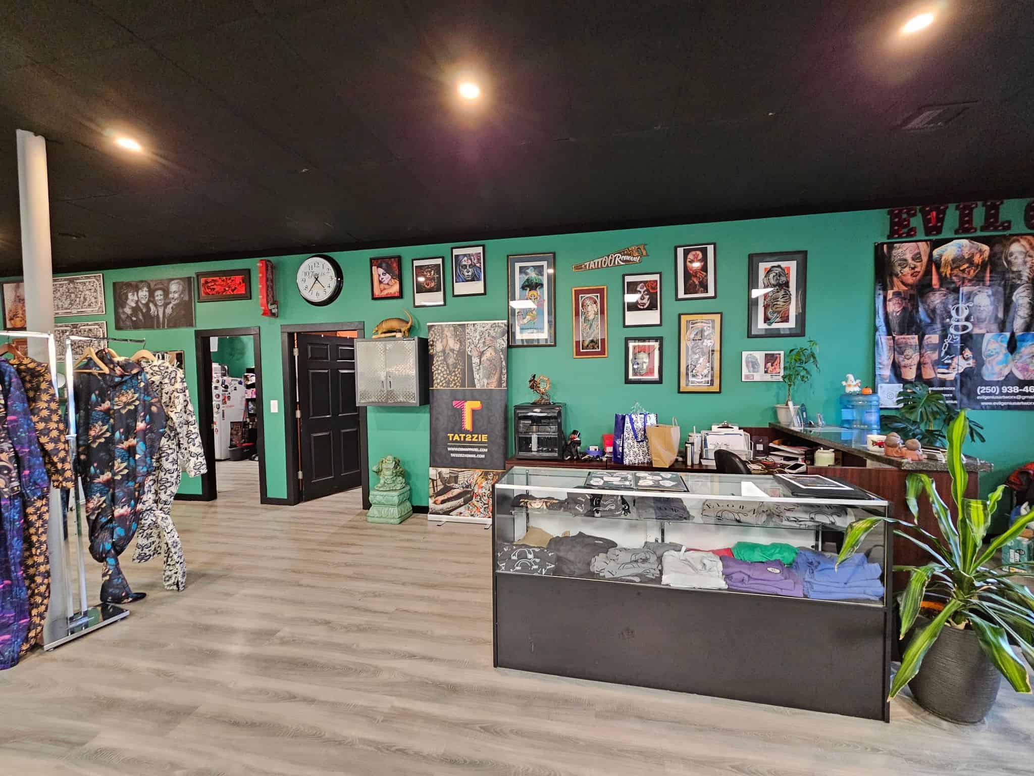 Inside Evil Genius Tattoo Kelowna.