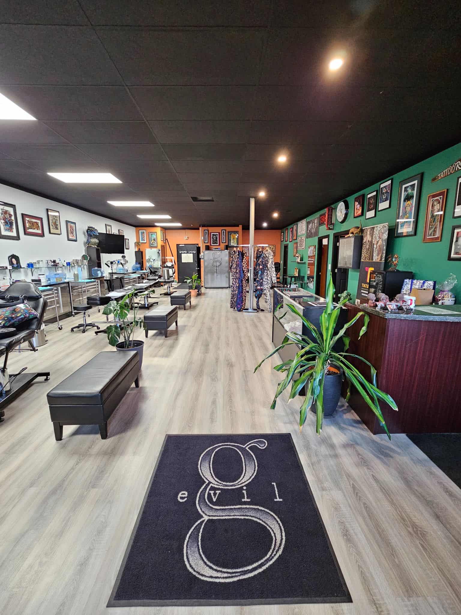 View from inside Evil Genius Tattoo Studio in Kelowna, BC.