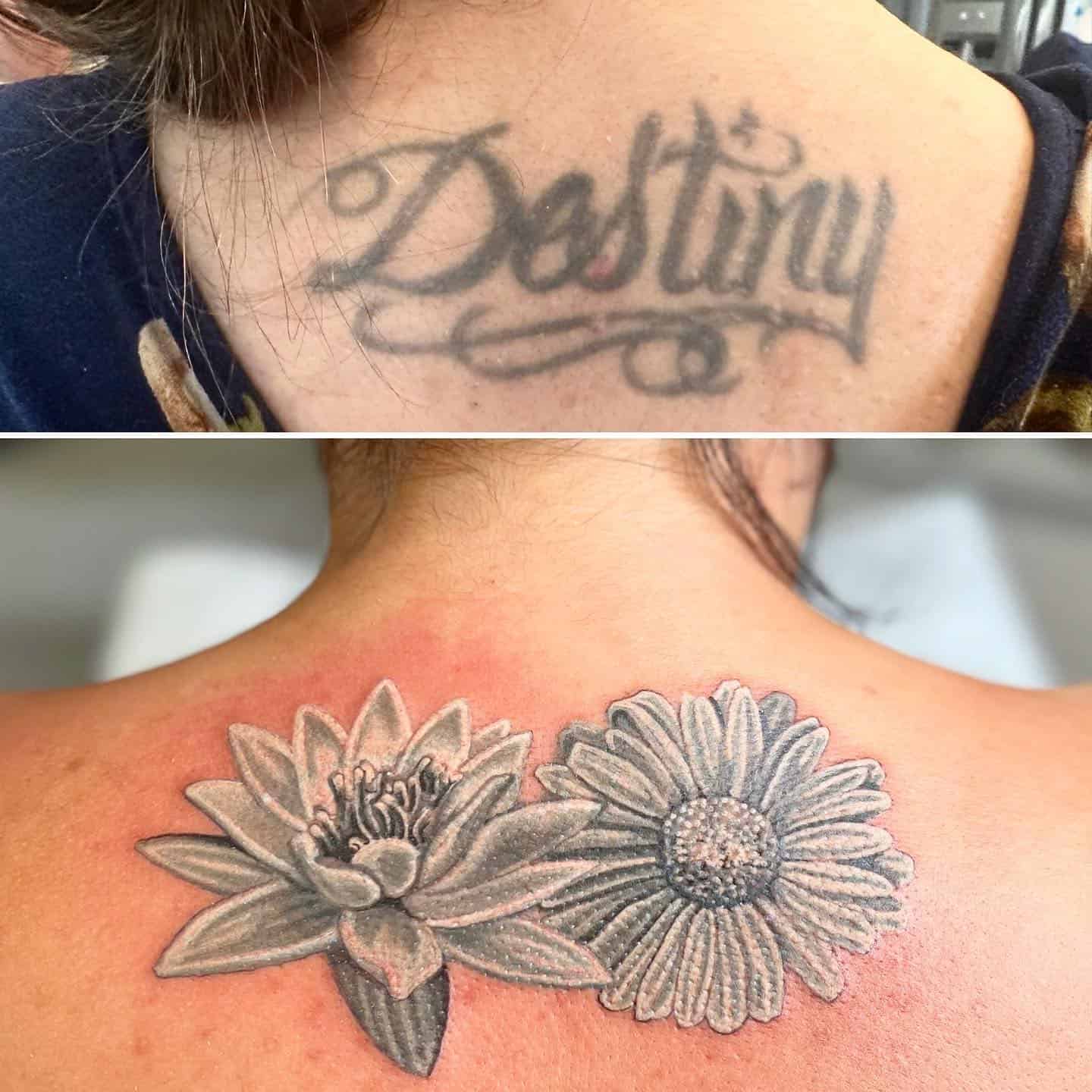 A freshly done tattoo showing some redness on the skin.